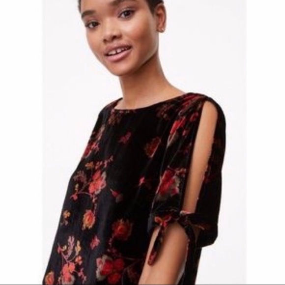 LOFT Floral Velvet Split Sleeve Dress - Picture 5 of 5